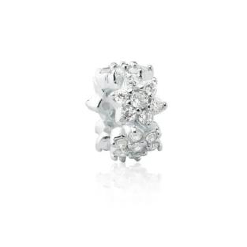 BERLOQUE REDONDO FLORES CRAVEJADO PRATA 925