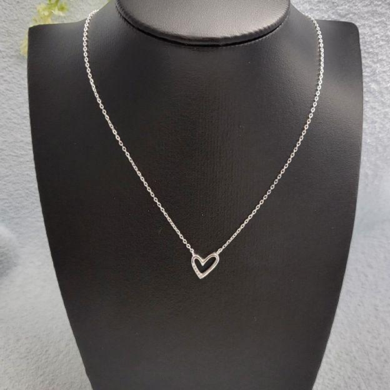 COLAR  CORACAO ZIRC PRATA