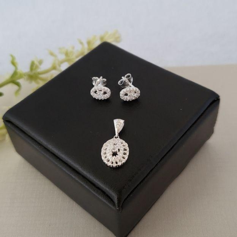 CONJUNTO PRATA CRAVEJADO