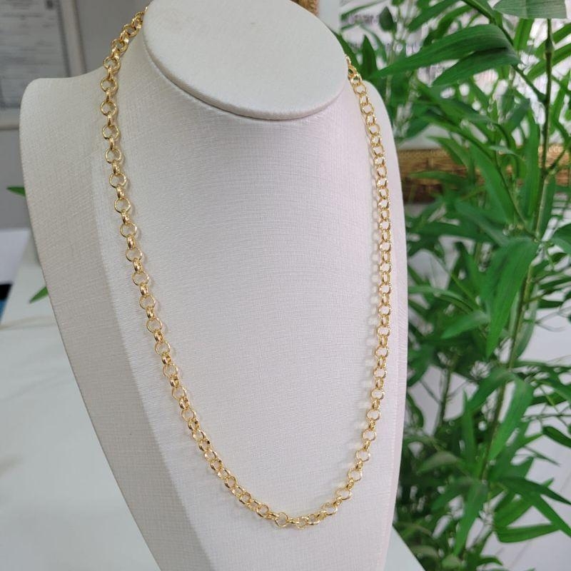 Corrente elo portugues 5mm banhado a ouro 18k