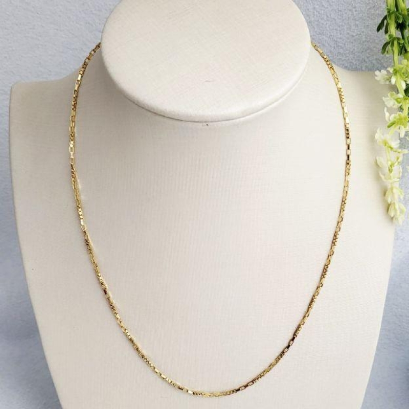 CORRENTE TIJOLINHO FINO BANHADO A OURO 18K TAM45CM