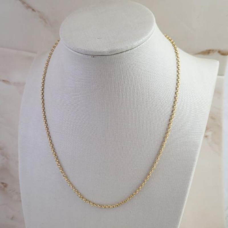 Corrente elo portugues 2,5mm banhado a ouro 18K