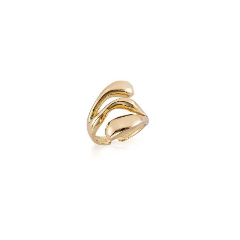 Anel regulavel organico tres fios banhado no ouro 18k