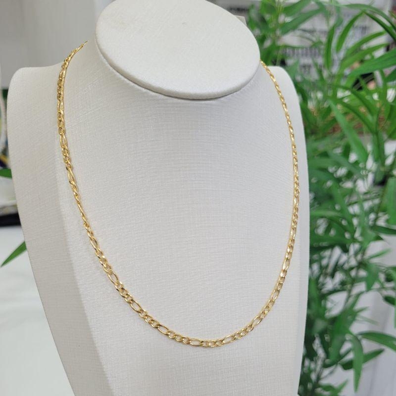 Corrente 3x1 grumet medio banhado a ouro 18k TAM40CM