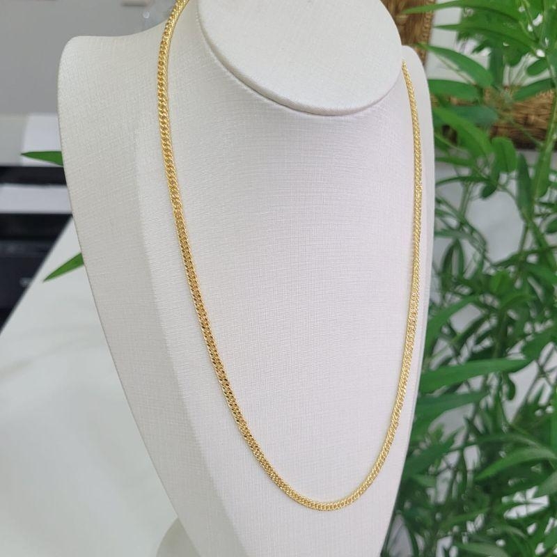 Corrente grume dupla lixada banhado a ouro 18k TAM45CM