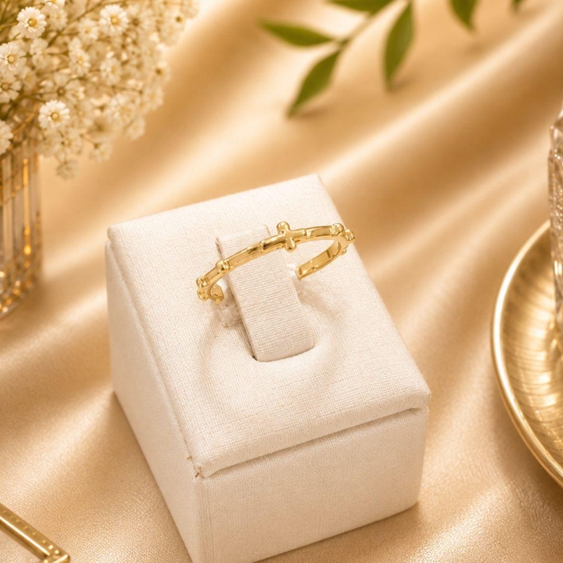 ANEL TERÇO BANHADO A OURO 18K