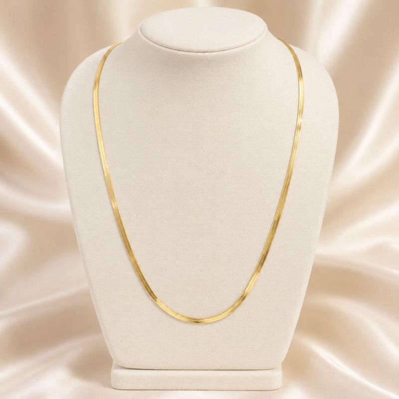 Colar fita fina lisa 3mm banhado a ouro 18K TAM45CM