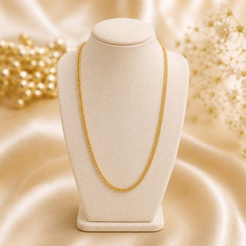 Corrente renda chinesa larga 3,6mm banhado a ouro 18k