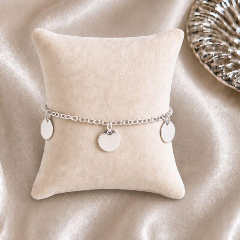 PULSEIRA 5 CHAPINHAS PRATA 925 19CM