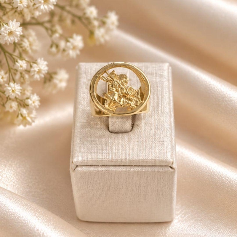 ANEL SÃO JORGE BANHADO A OURO 18K