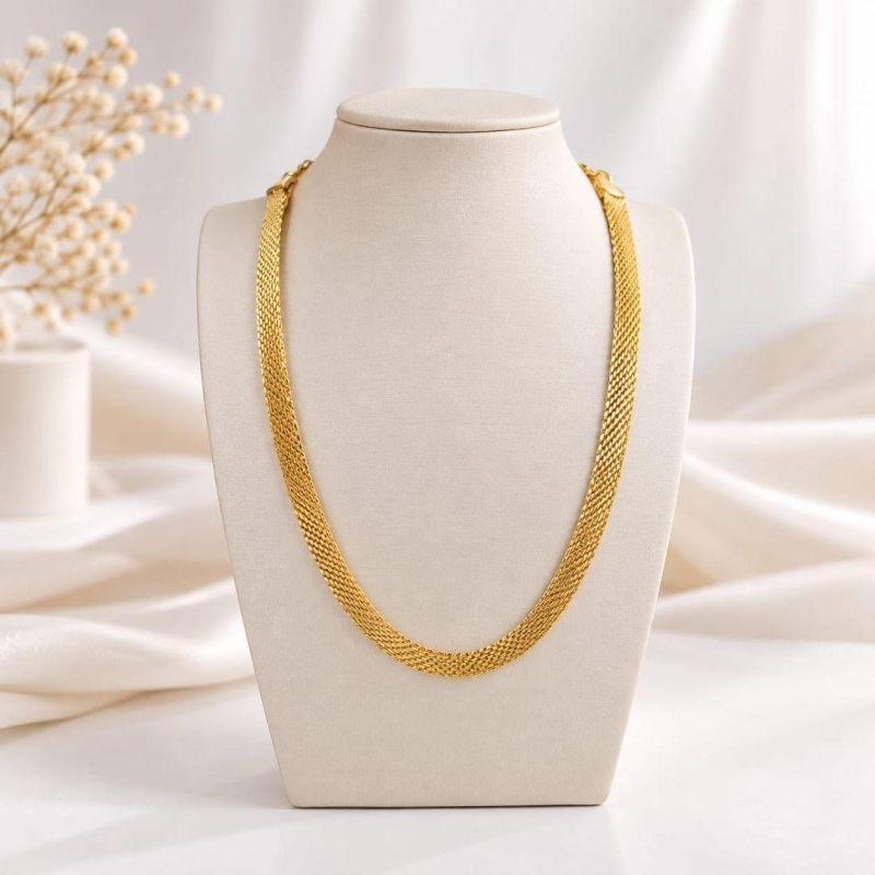 Chocker malha 9mm banhado a ouro 18K