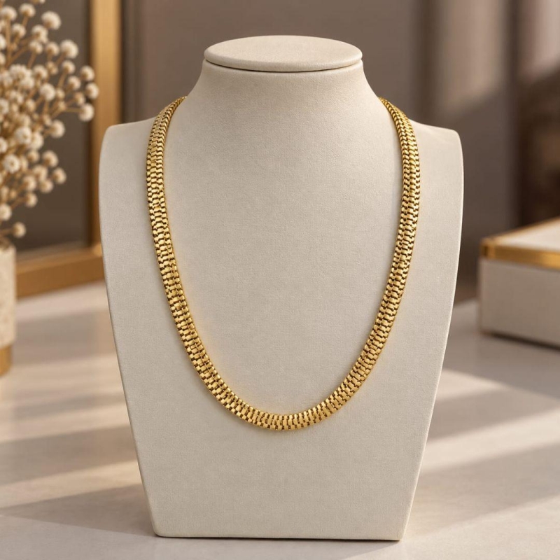 Chocker oca achatada banhada a ouro 18k TAM35CM