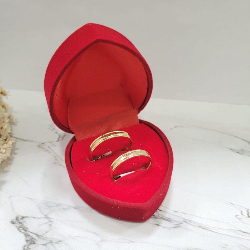 ALIANÇA DUAS LINHAS BANHADO A OURO 18K