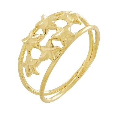 Anel 6 estrelas ourinho banhado a ouro 18k