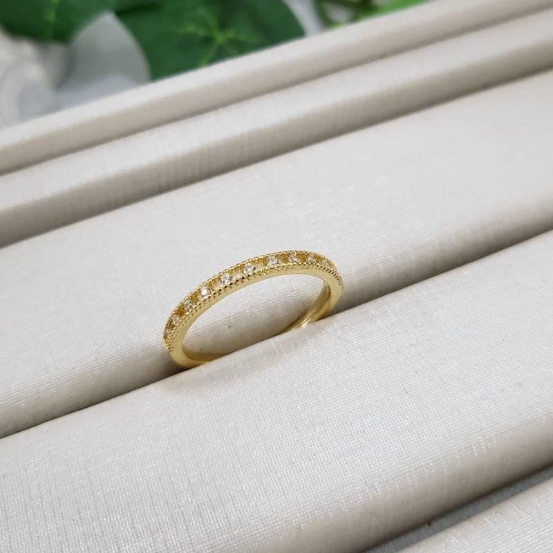 Anel aparador com zirconia cristal banhado a ouro 18K