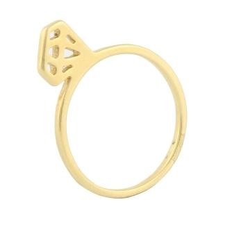 ANEL COM FORMATO DE DIAMANTE BANHADO A OURO 18K