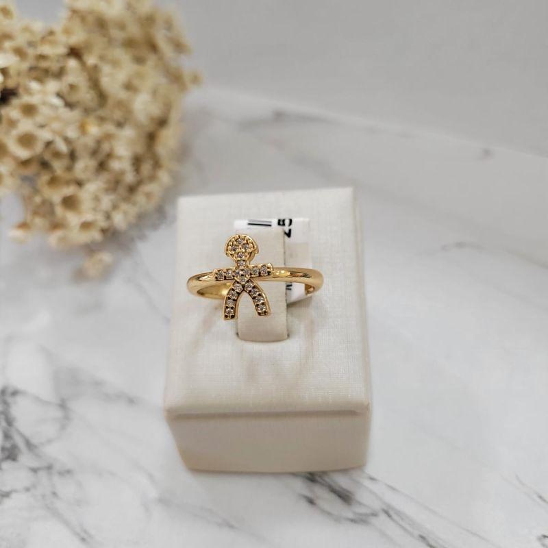 ANEL COM MENINO CRAVEJADO BANHADO A OURO 18K
