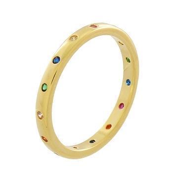 ANEL COM MICRO ZIRCONIAS COLORIDAS BANHADA A OURO 18K