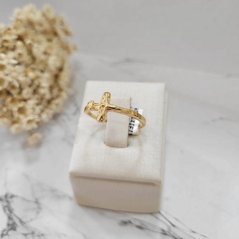 ANEL CRUCIFIXO BANHADO A OURO 18K