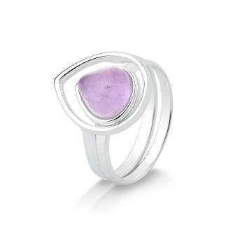 ANEL DUPLO PRATA PEDRA GOTA COR JASPE PRATA 925