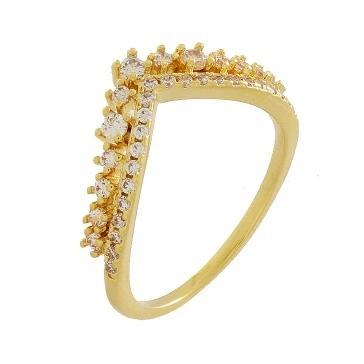 Anel em forma de coroa cravejado banhado a ouro 18k