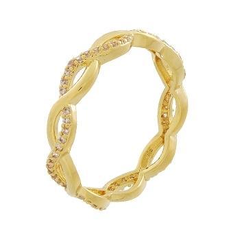 ANEL LINHA FINA COM ZIRCÔNIA BANHADO A OURO 18K