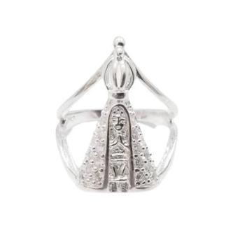ANEL NOSSA SENHORA APARECIDA CRAVEJADA PRATA 925