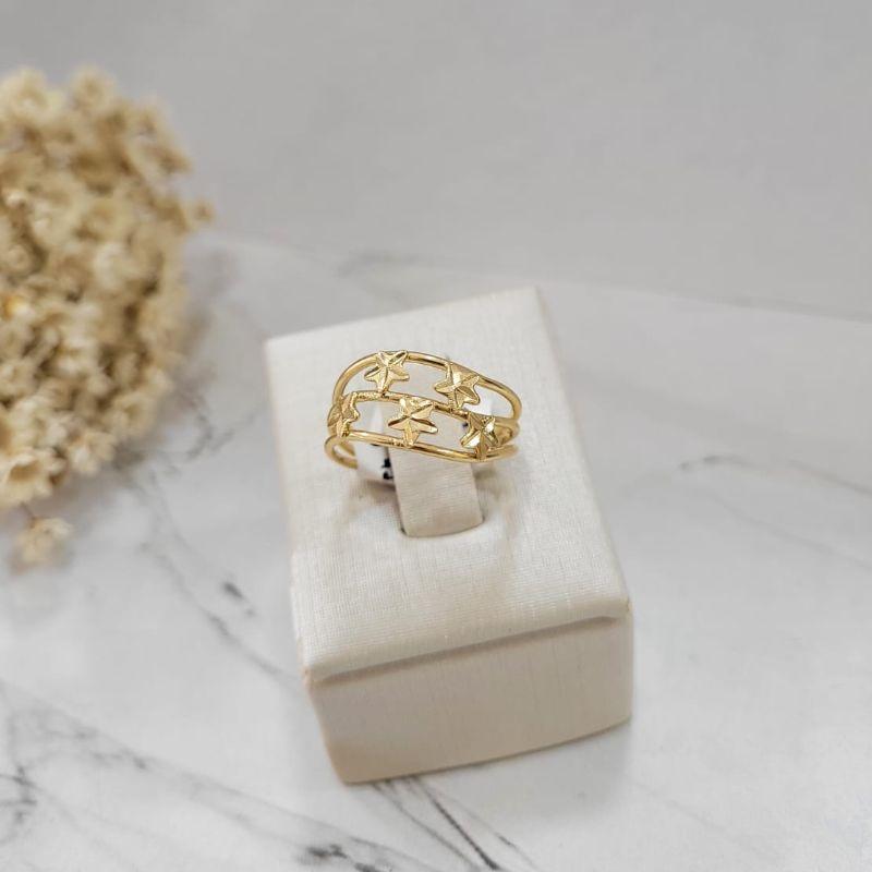 ANEL OURINHO COM CINCO ESTRELAS BANHADO A OURO 18K