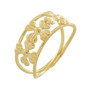 ANEL OURINHO COM TRES TREVOS BANHADO A OURO 18K