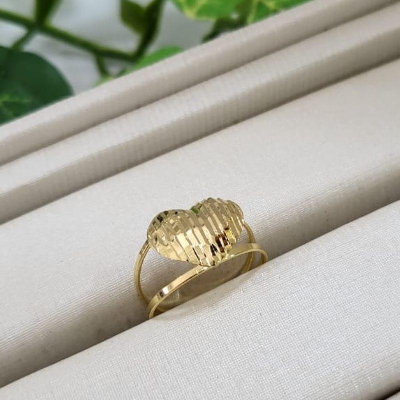 Anel ourinho coracao chapado pequeno trabalhado banhado a ouro 18k