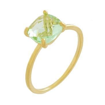 ANEL PEDRA ANTIQUE HG VERDE CLARO BANHADO A OURO 18K