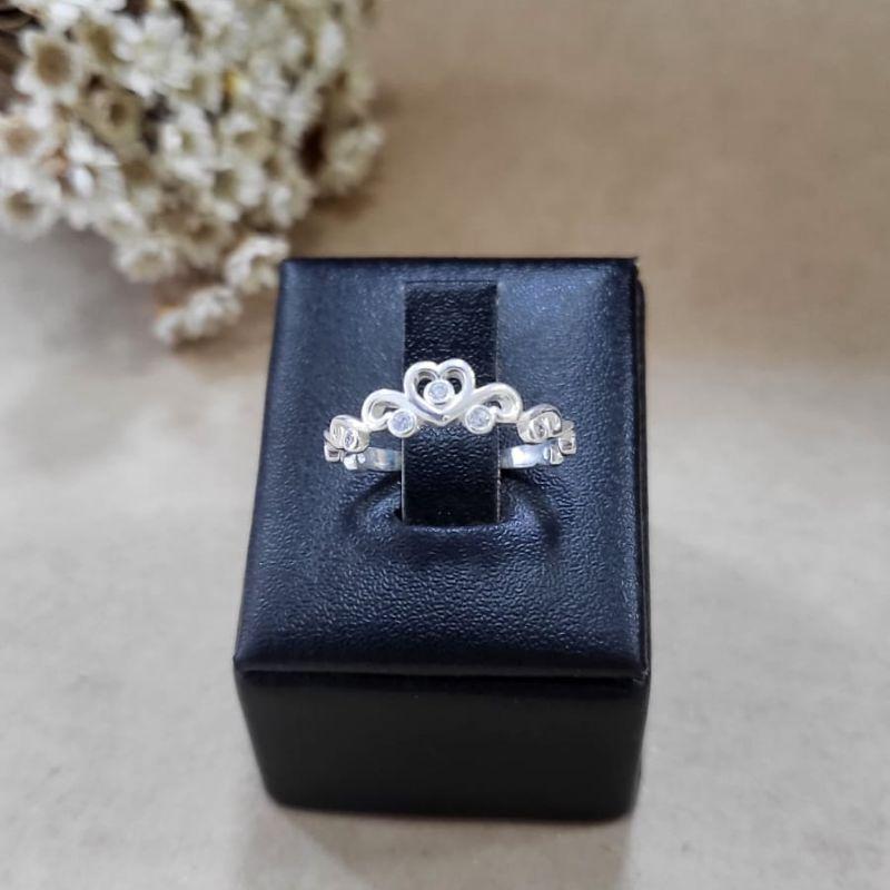 Anel  tiara de coracao com zirconia  prata 925