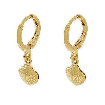 ARGOLINHA CLICK CONCHA DUPLA PEQUENA BANHADO A OURO 18K