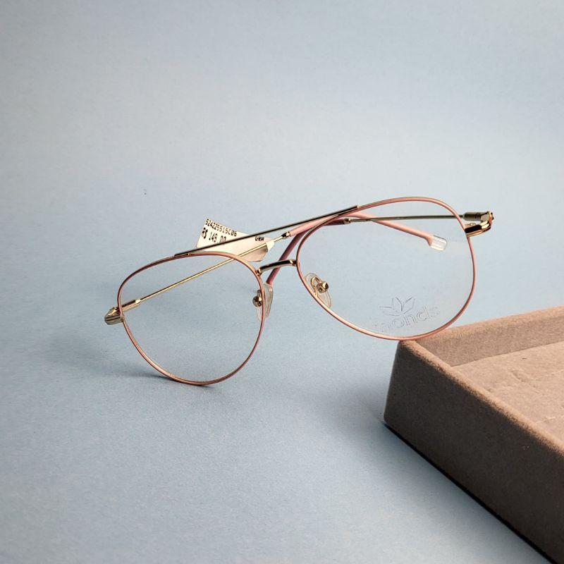 Armacao para oculos de grau com plaquetas feminino estilo ray ban na cor rosa com dourado