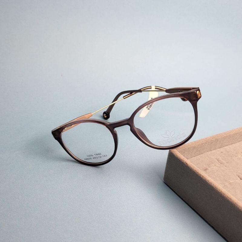Armacao para oculos de grau infanto juvenil feminino redondo na cor lilas com detalhe nas pernas para cordinha