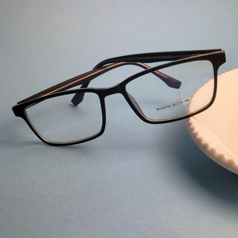 Armacao para oculos de grau quadrado acetinado masculino preto perna fina