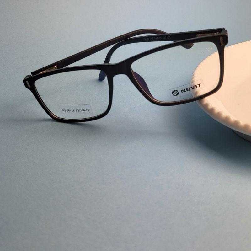 Armacao para oculos de grau quadrado acetinado masculino preto perna fina