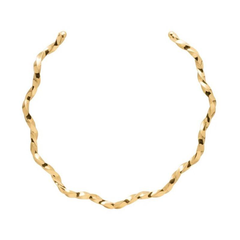 Aro torcido com ondas banhado a ouro 18k