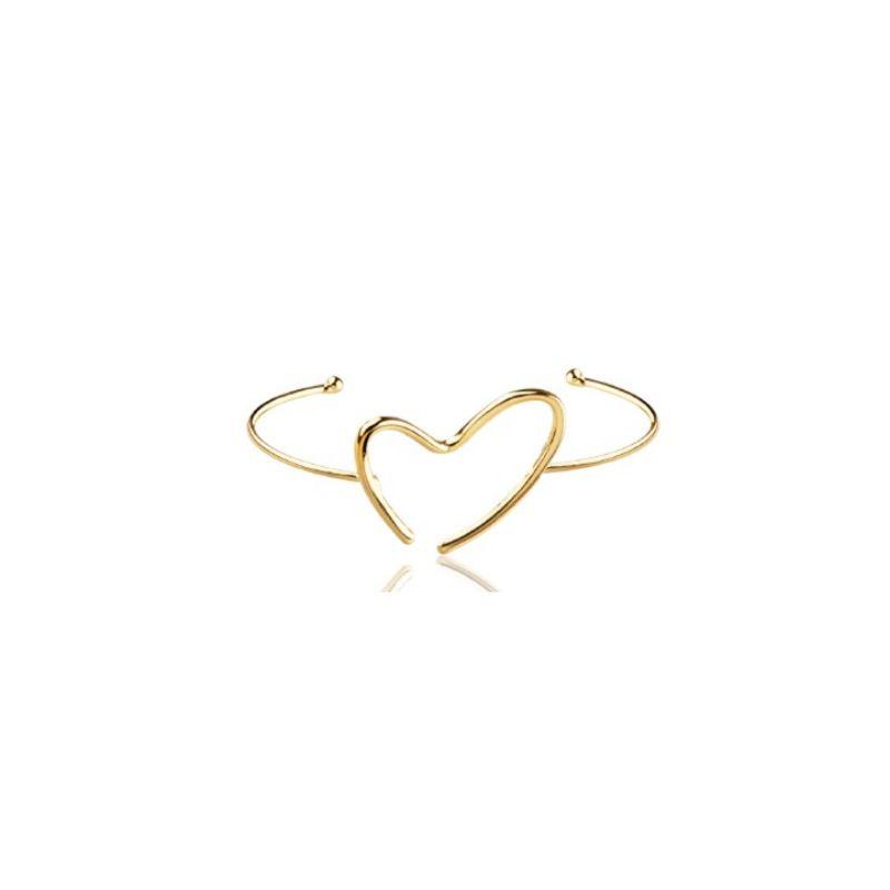 Bracelete coracao torto vazado elo arredondado banhado no ouro 18k