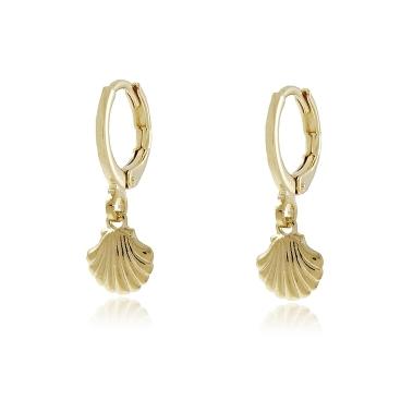 BRINCO ARGOLA CLICK CONCHINHA BANHADO A OURO 18K
