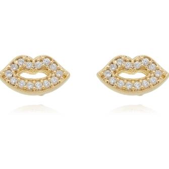 BRINCO BOCA CRAVEJADA PEQUENA BANHADO A OURO 18K