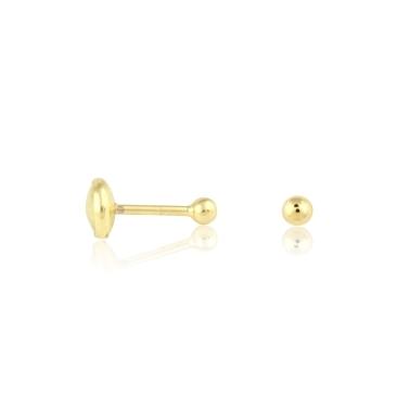 BRINCO BOLINHA MACICA 2MM BABY BANHADO A OURO 18K