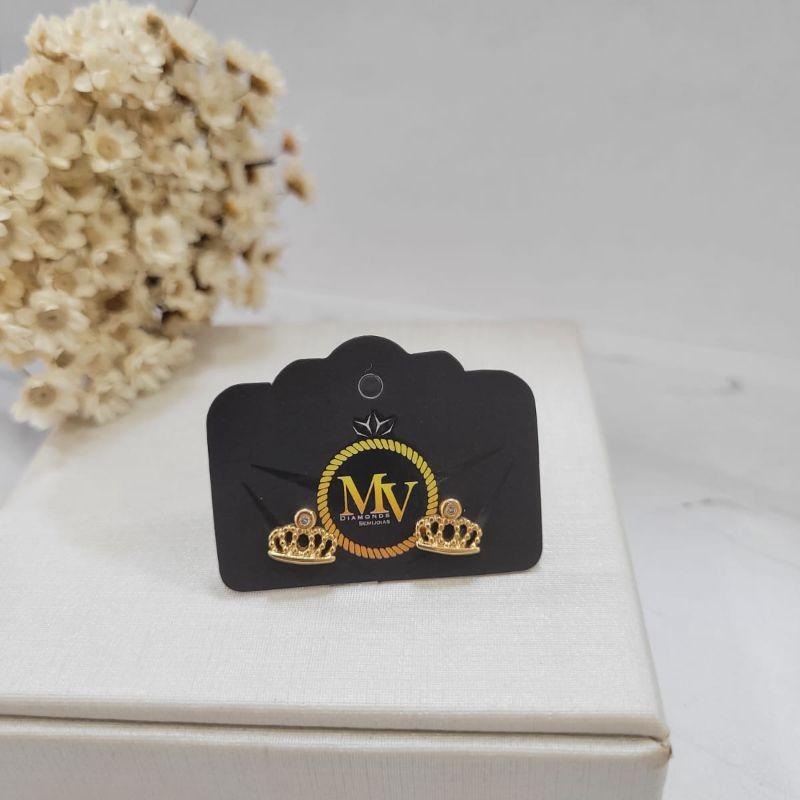 BRINCO COROA COM 1 ZIRCÔNIA BANHADO A OURO 18K