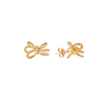 BRINCO LAÇO TRIPLO CRAVEJADO BANHADO A OURO 18K