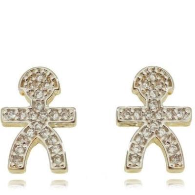 BRINCO MENINO CRAVEJADO CRISTAL BANHADO A OURO 18K