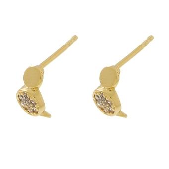 BRINCO MINI ARGOLA COM UM ELO CRAVEJADO NO MEIO BANHADO A OURO 18K