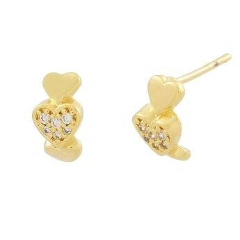 BRINCO MINI ARGOLINHA 3 CORAÇÕES COM 1 CRAVEJADO BANHADO A OURO 18K