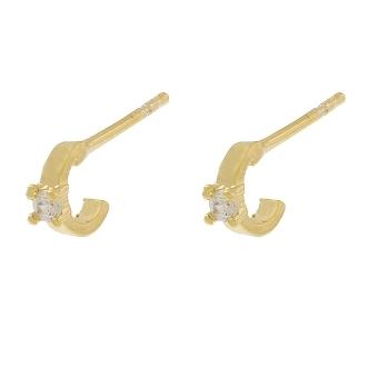 BRINCO MINI ARGOLINHA COM 1 PONTO DE LUZ NO MEIO BANHADO A OURO 18K