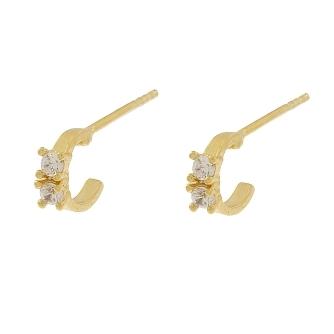 BRINCO MINI ARGOLINHA COM 2 PONTO DE LUZ NO MEIO BANHADO A OURO 18K