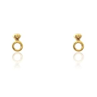 BRINCO MODELO DE ANEL SOLITÁRIO BANHADO A OURO 18K